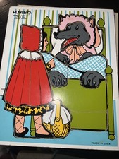 Vintage PLAYSKOOL 12pc LITTLE RED RIDING HOOD Wooden Puzzle 290-08