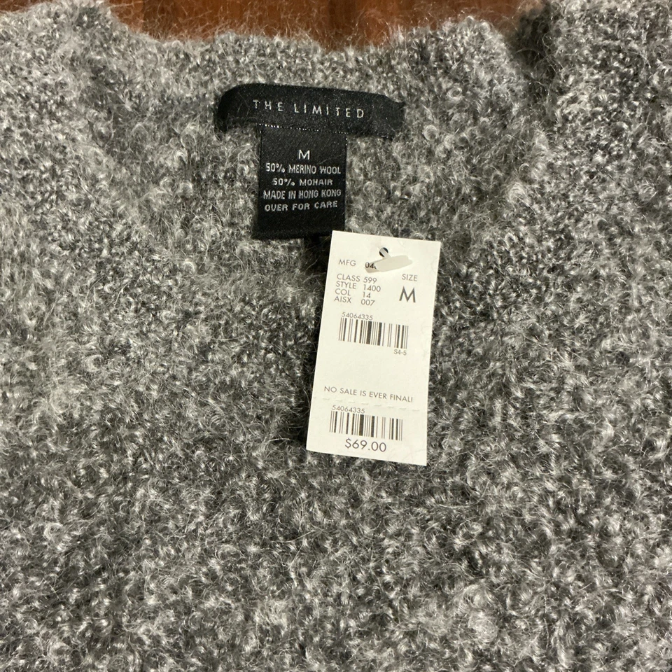 Suéter para mujer The Limited mezcla de lana mohair 50/50 mediano M gris Hong Kong nuevo con etiquetas Foto 2 de 4