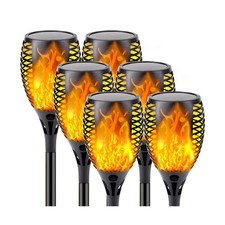 Upgraded Solar Lights Outdoor, 6 Pack Flickering Flame Solar Torch Lights wit...