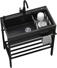 Stainless Steel Utility Sinks, Laundry Sinks Utility Tubs with Cold and Hot Wate