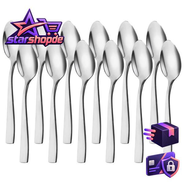 ServierlöFfel-Set Edelstahl 12 StüCk EsslöFfel TafellöFfel SalatlöFfel Buffet-image
