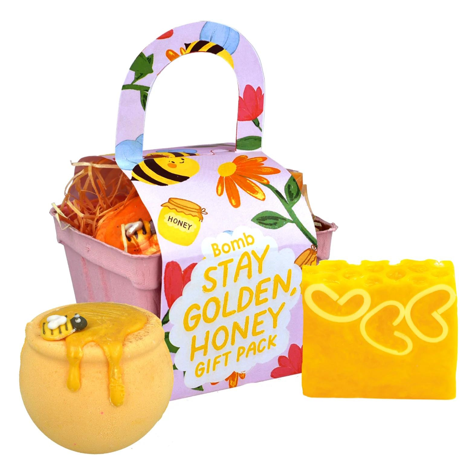 Bath Gift Set Pamper Relaxation Pack Bath Bomb & Soap Honey Scents Handmade
