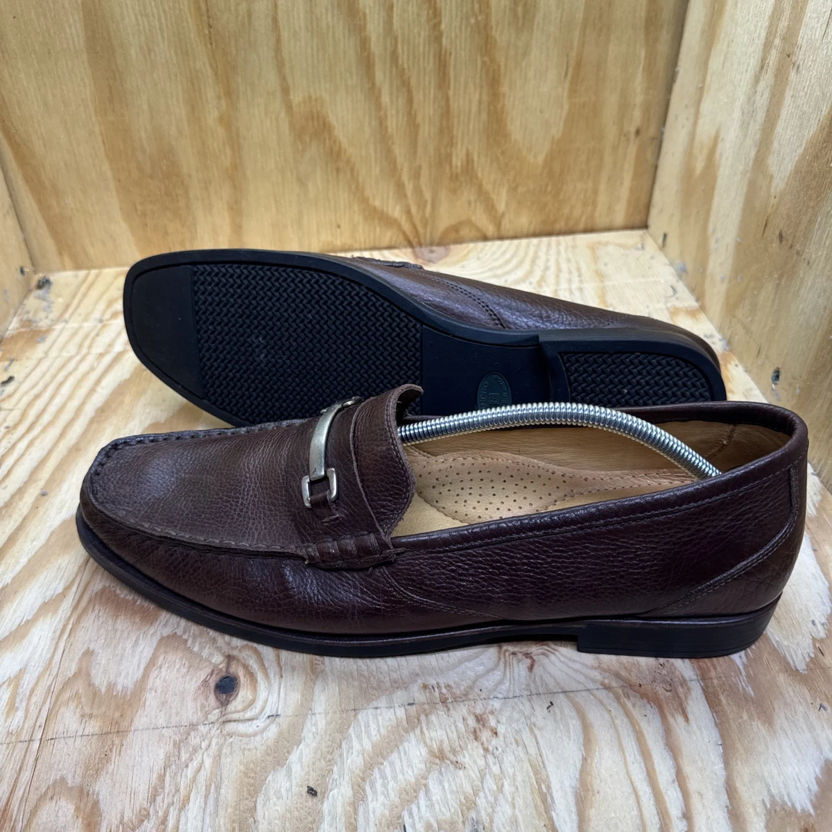 Sandro Moscoloni Brown Pebbled Leather Penny Loafers Mens 11D Square‎ Toe Office Sandro Moscoloni Casual Shoes for Men for sale | eBay main image 3