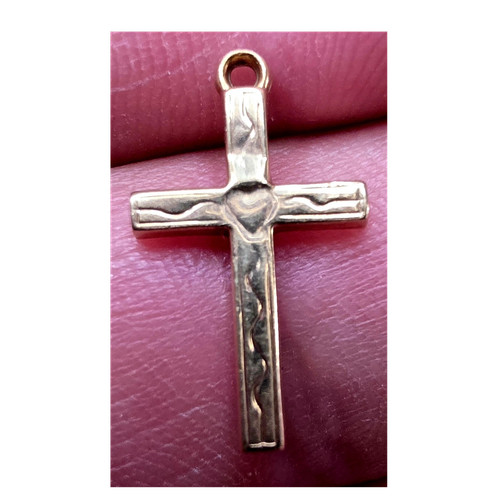 14k Yellow Gold Cross Pendant Charm Religious Theme Fine Jewelry