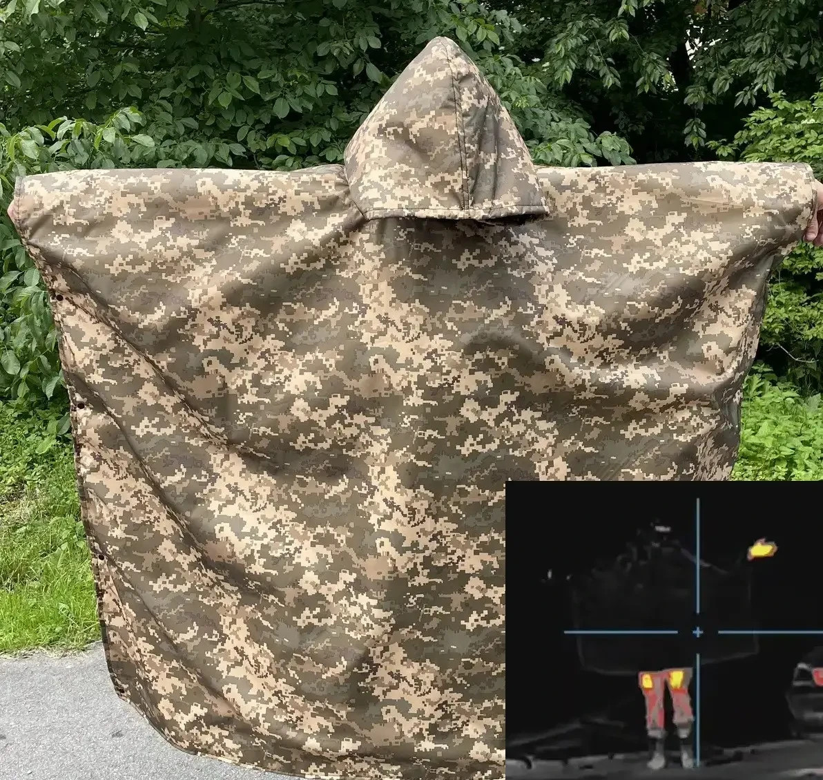 Anti-thermal imaging Raincoat Cape Tent Poncho Pixel💛💙