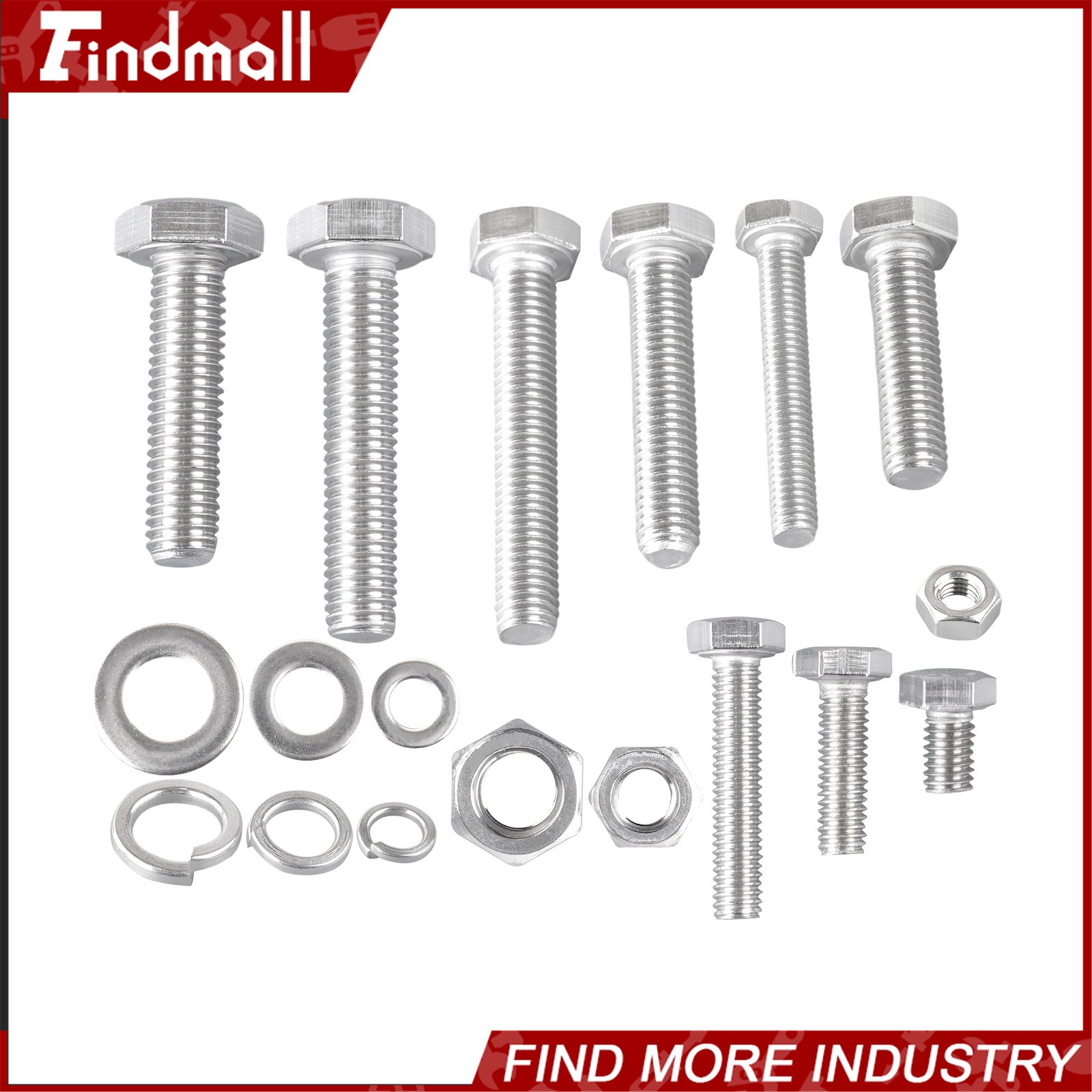 236PCS M6 M8 M10 Heavy Duty Bolts and Nuts Assortment Kit 304 Stainless Steel