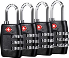 TSA Luggage Locks 4Pack - 3 Digit Combination Padlocks - Approved Travel Lock