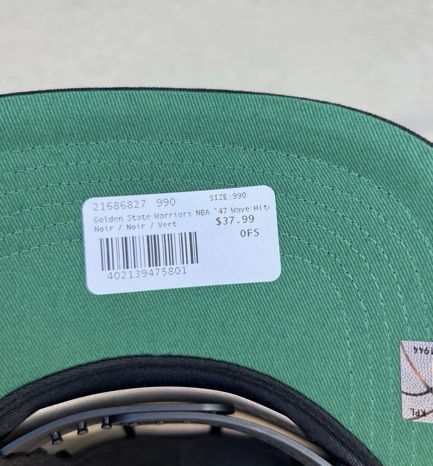 Golden State Warriors Snapback Sombrero Retro Onda Logo Cuerda Negro Enganche 47 Marca Foto 4 de 4