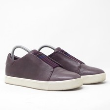 Vince Cantara Burgundy Purple Leather Slip On Sneakers Shoes Women US 8.5