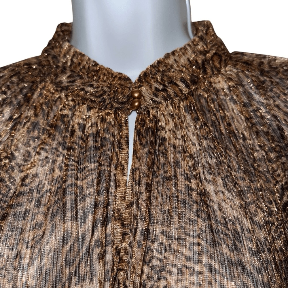 RAMY BROOK Animal Print Jolene Blouse Gold Threading NWT $325 Small thumbnail 3