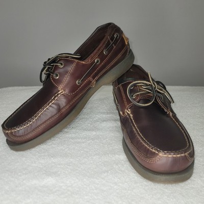 Sperry Mako 2 Eye Canoe Moc Boat Shoes Genuine Brown Leather Men's Size 11.5 M