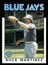 1986 Topps #518 Buck Martinez Card Toronto Blue Jays