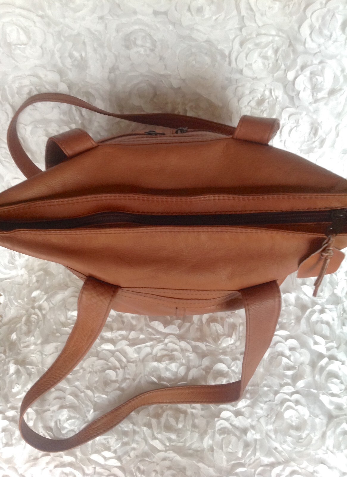 VINTAGE Thick Brown Leather Laptop Tote Purse Casual … Gem