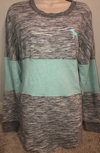 Oversize Colorblock Logo Back Lightweight Sweatshirt Victoria Secret PINK Sz Med