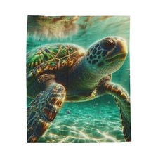 Ocean Turtle Velveteen Plush Blanket - Cozy Home Decor, Beach Gift, Animal