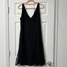 Lauren Ralph Lauren Black Lace Swing Dress Lined Short Mini Dress Size 10
