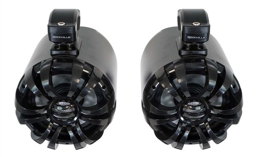 4) Rockville WB65 Black 6.5" Swivel Marine Wakeboard Speakers+Amplifier+Amp Kit - Picture 5 of 11