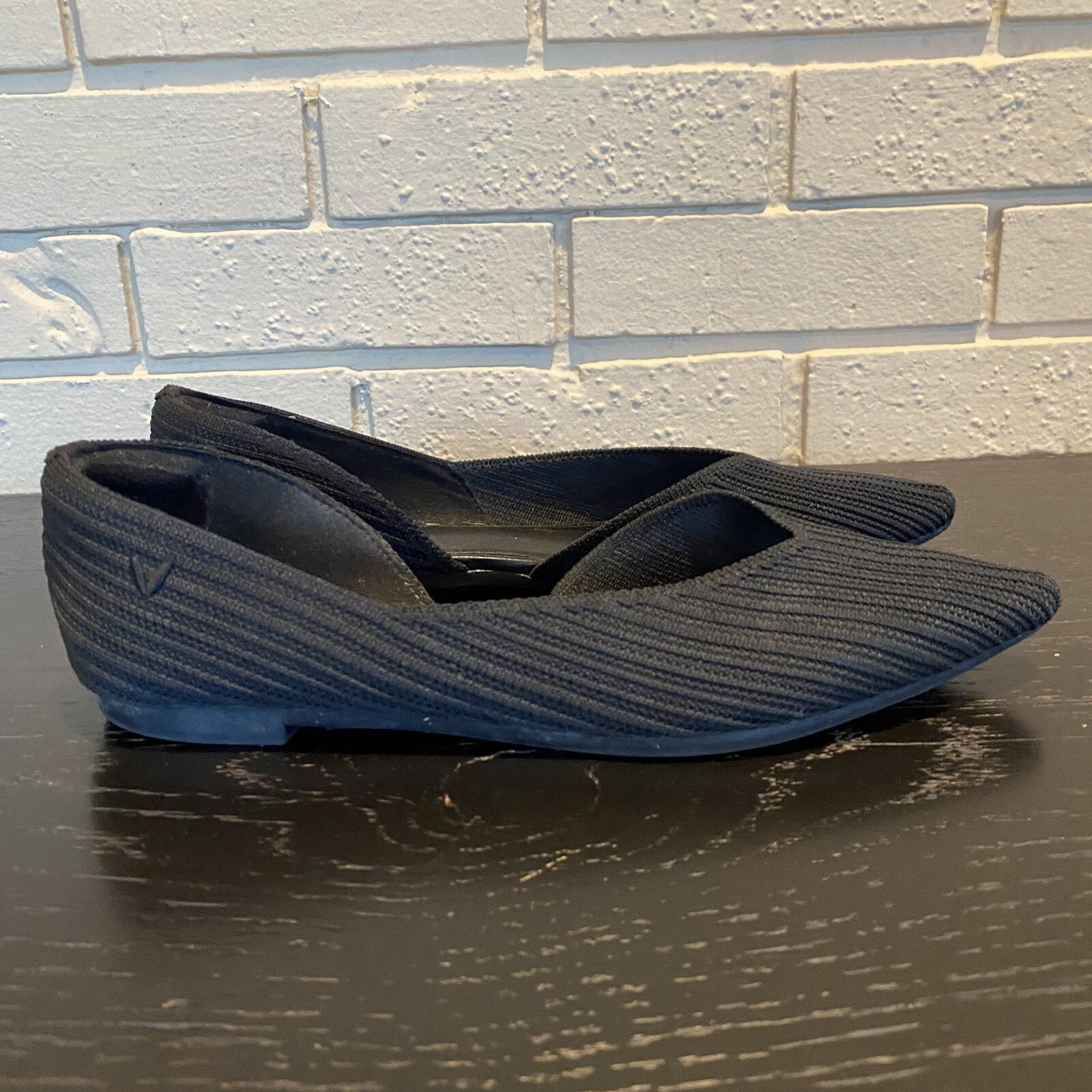 VIVAIA | Black Melia Half d'Orsay Ballet Flats Shoes Comfort sz 38