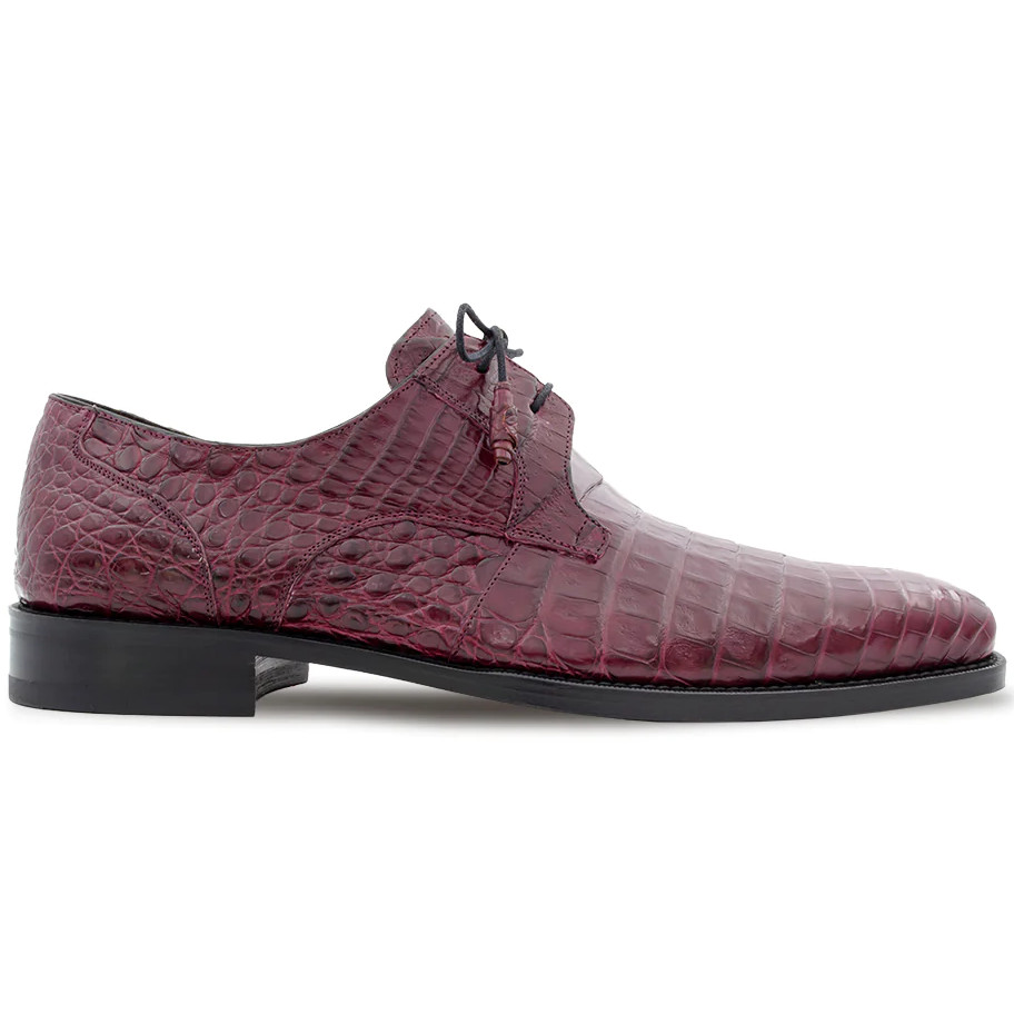 Mezlan Anderson Crocodile Derby Shoes Burgundy (13584-F)