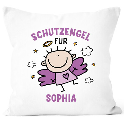 Personalisiertes Kissen Schutzengel Mit Namen – Weiß, 40x40 Cm, Glücksbringer & Trostspender
