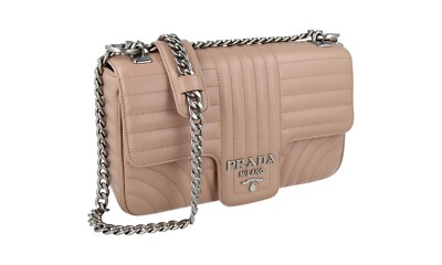 PRADA DIAGRAMME SHOULDER BAG HANDBAG 1BD108 BEIGE LEATHER NEW | eBay
