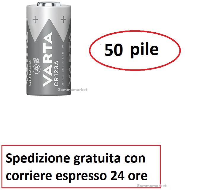 VARTA CR123A Professional Lithium 3V - Stock 50pz per Sistemi Sicurezza