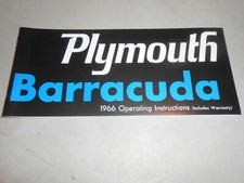 1966 Plymouth Barracuda Operators Manual 66 Cuda Owners Manual