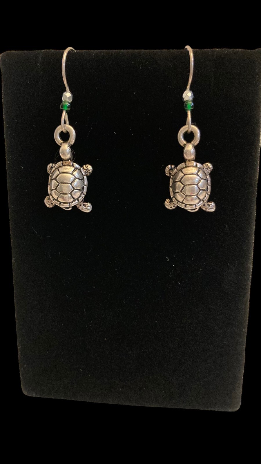 Turtle Sterling Silver Dangling Earrings with Tin… - image 1