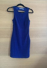 Zara Trafaluc Cobalt Blue Crochet Backless Cut Out Bodycon Dress Size XS New 💙t