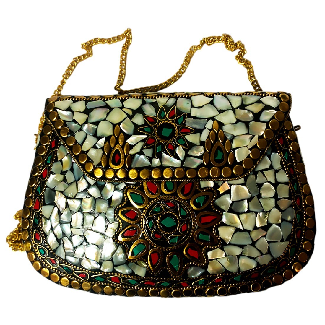 Elegante bolso artesanal de estilo vintage. Pieza de colección. Con nacar