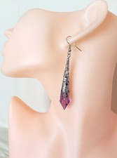 Statement Orecchini Lunghi A Goccia In Acrilico - Viola E Blu - 80 Mm - Accessorio Moda Donna Per Serate E Cocktail