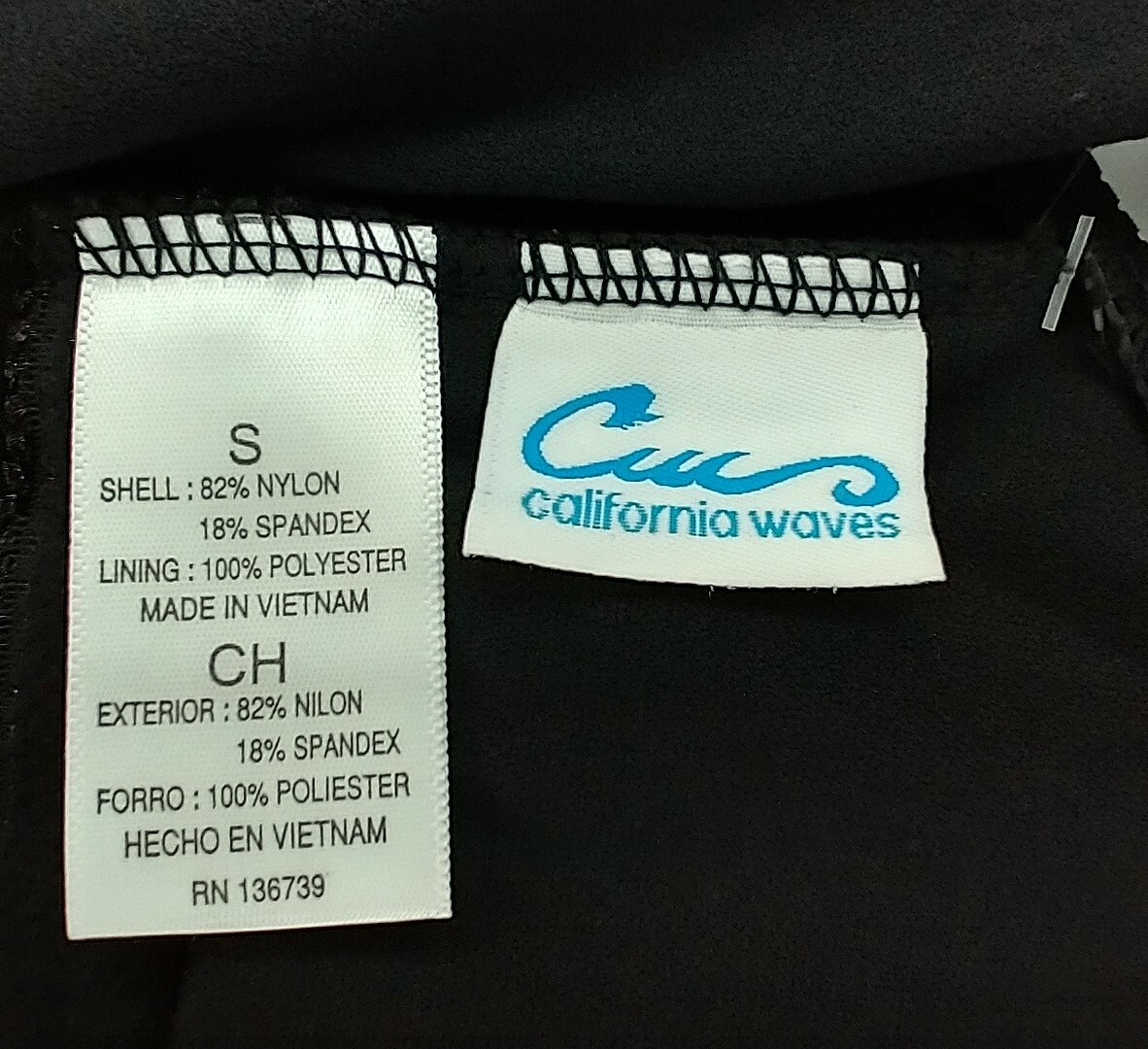 California Waves Cheeky Black Ribbed Lace-Up One Piece Swimsuit Size S New