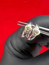 14k White Gold Heart Hoop Earrings w/ Small Diamonds.