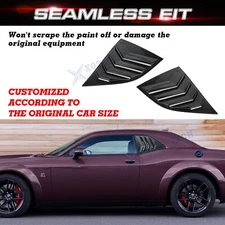 Side Window Louver Blinds Sun Shades Trim For Dodge Challenger 2008+ Gloss Black