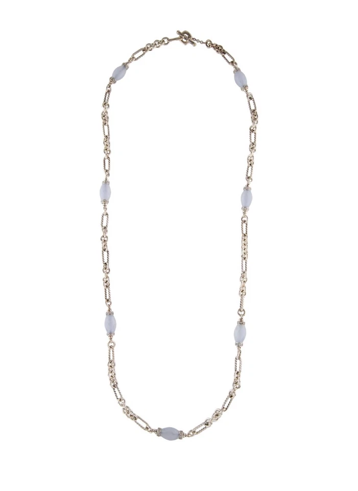 COLLAR CADENA FIGARO PLATA ESTERLINA 925 CALCEDONIA Y DIAMANTES DAVID YURMAN Foto 2 de 4