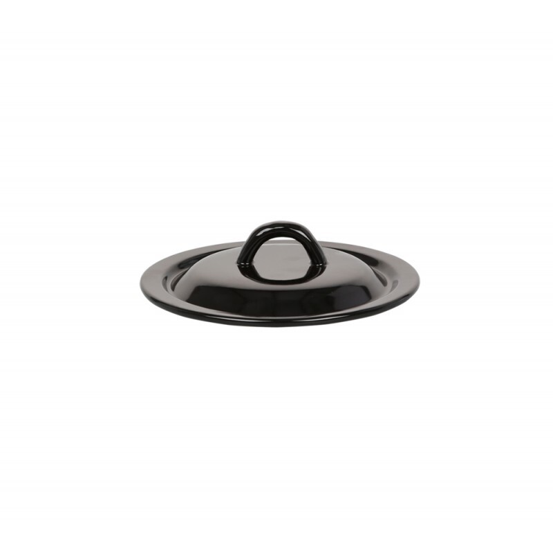 Enamel Lid for Pots Silesia Rybnik 22 cm Diameter Black