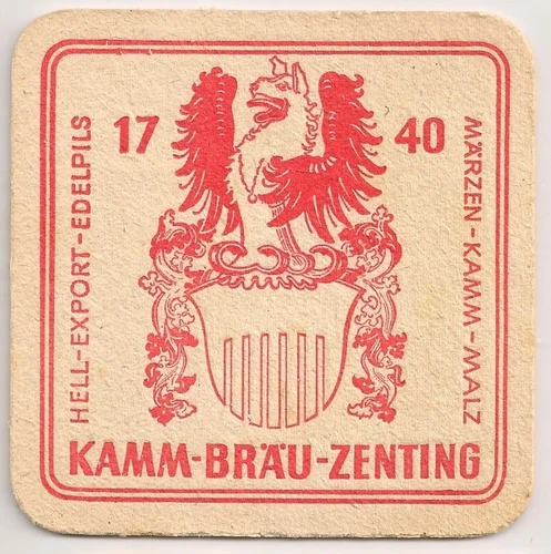 Kamm-Bräu-Zenting - historic beer mat / beer felt "variety overview"