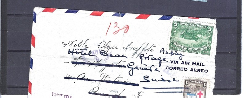 HONDURAS-OLDER-COVER-MULTIPLE-AIR MAIL-FINE-TO EUROPE-