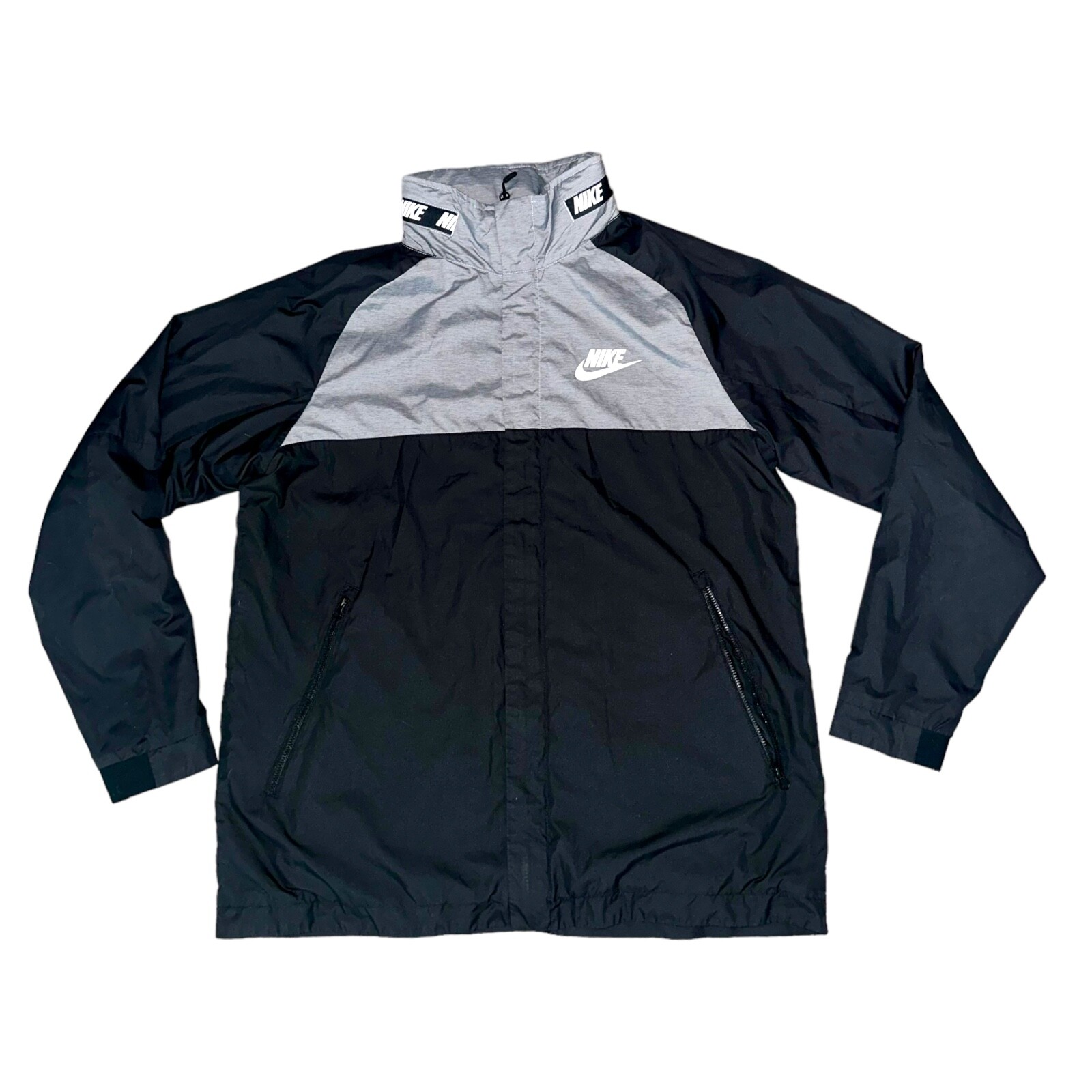 Nike Soccer Windbreaker Rain Jacket Light Black Gray Nylon Large eBay