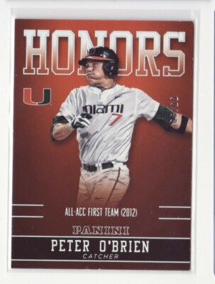 2015 Panini Collegiate Miami Honors Silver Peter O'Brien 99/99 - Flat S/H