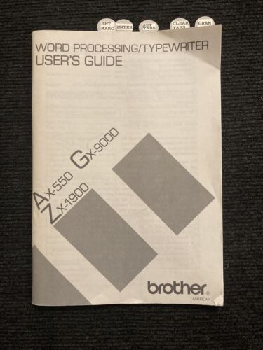 Vintage Brother AX-550 GX-9000 Zx-1900  Typewriter (Manual Only) - Picture 1 of 2