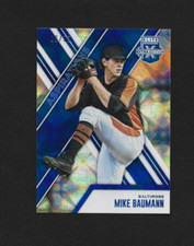 2017 Panini Elite Extra Edition Mike Baumann #98 Blue Aspirations 6/75 Orioles