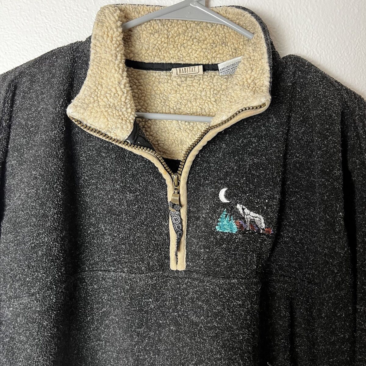 Habitat Black Fleece Jacket Quarter Zip Pullover Men Size M Habitat Black Fleece Jacket Quarter Zip Pullover Men Size M