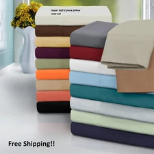 SUPER SOFT PREMIUM MICROFIBER PILLOW CASE SET OF 2 STANDARD QUEEN or KING SIZE