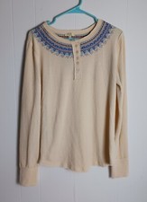 Camisa manga larga Kori America para mujer talla pequeña crema
