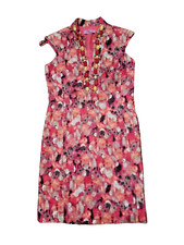 Eliza J New York Orange Pink Jeweled V Neck Sleeveless Sheath Dress Size 4