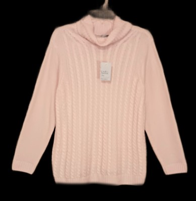 NWT CROFT & BARROW XXL XL (16/18) Cabled Cowl Pink Sweater