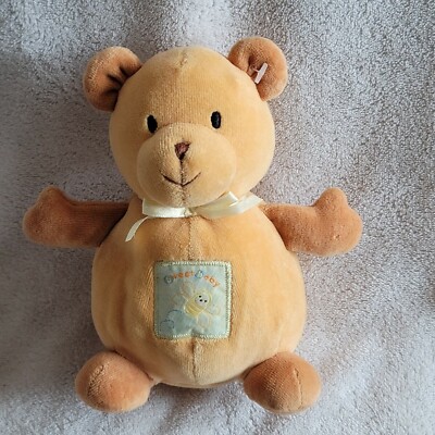 Carters Sweet Baby Bear Bee Stuffed Plush Teddy Brown Tan 6.5'' rattle