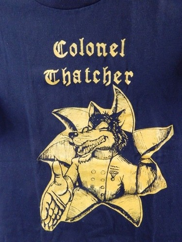 Camiseta De Colección Años 80 Negra Ropa Deportiva EE. UU. Coronel Thatcher Rock & Roll Banda M - Imagen 3 de 12
