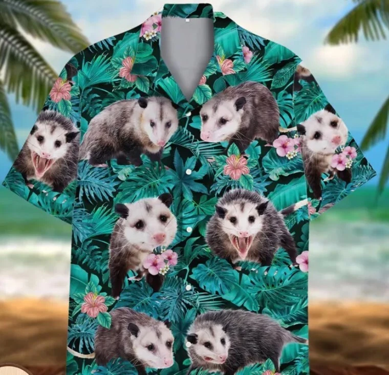 Tropical Opossum Possum Hawaiian Shirt Men Women Youth, Tropical Opossum Button